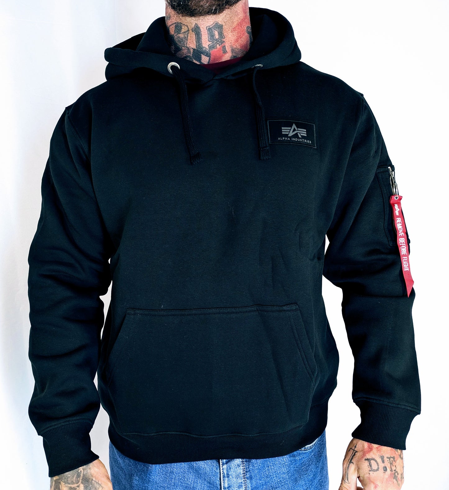 Alpha Industries Sweatshirt Kapu Back Print schwarz woodland camo Logo Basic 178318