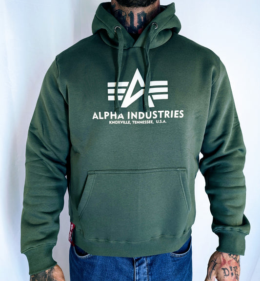 Alpha Industries Sweatshirt Kapu Basic Logo olive 178312