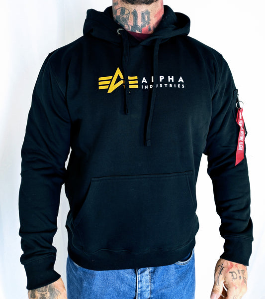 Alpha Industries Sweatshirt Kapu Label schwarz Logo Basic 118331