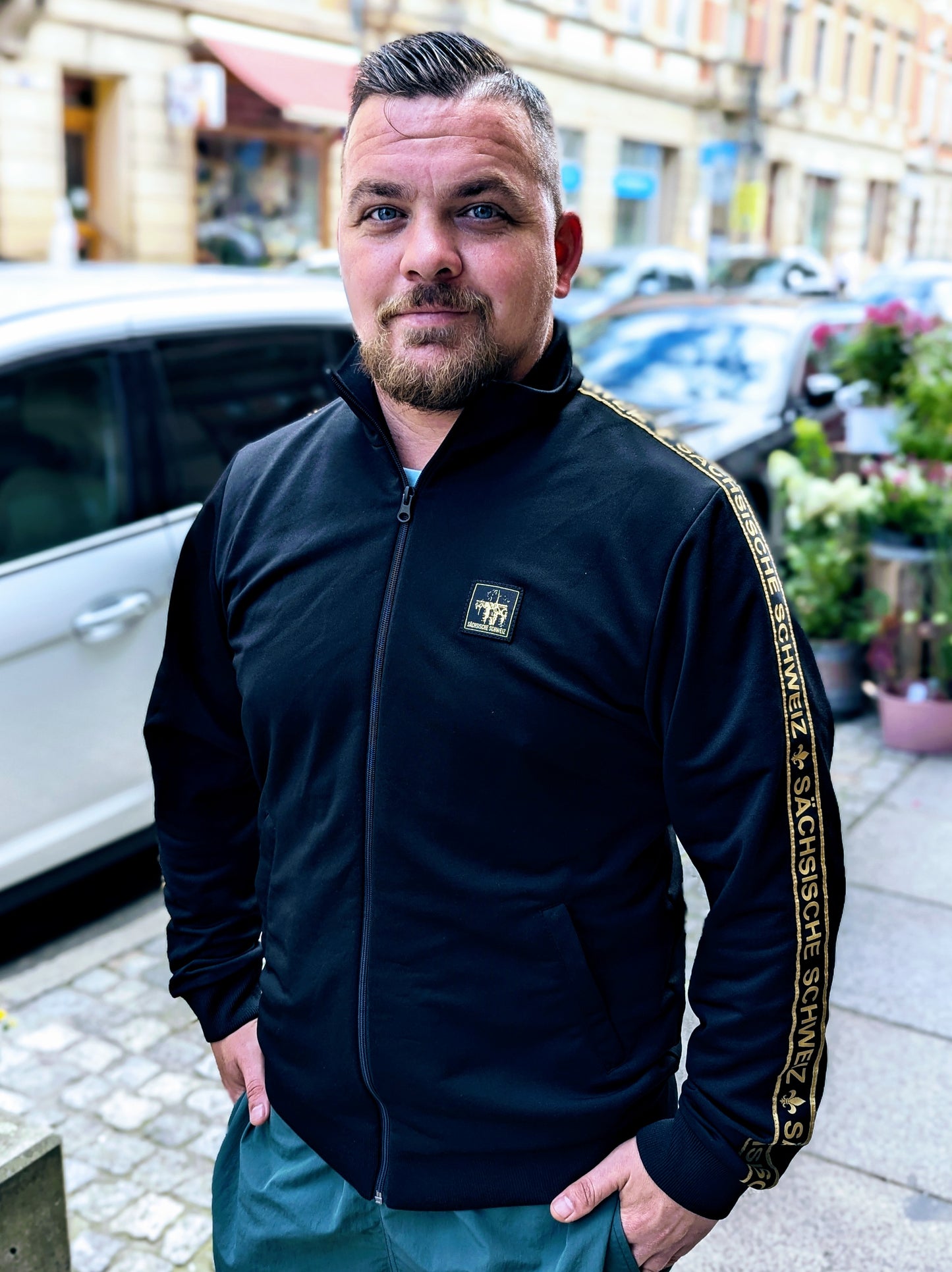 Sächsische Schweiz Trainingsjacke Herren schwarz