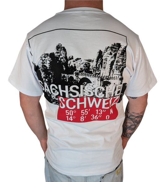 Sächsische Schweiz T-shirt Koordinaten Herren weiß