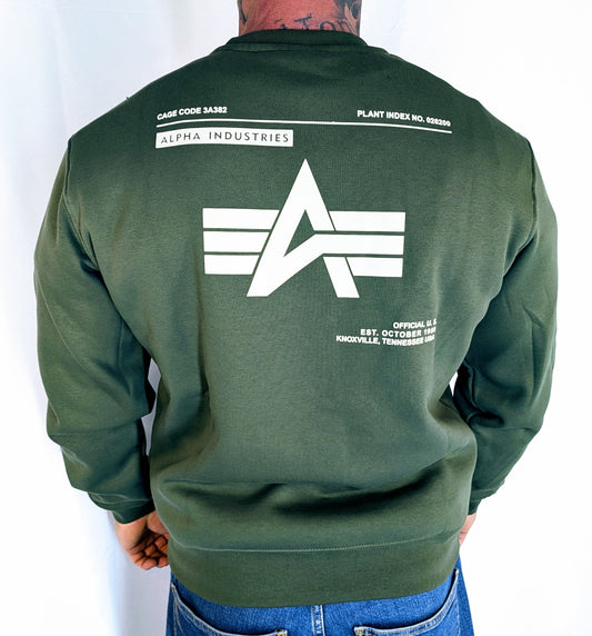 Alpha Industries Sweatshirt Herren Back Print olive 258307 Basic Logo