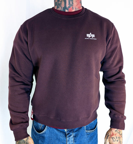 Alpha Industries Sweatshirt Herren small Logo weinrot 188307 Basic