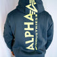 Alpha Industries Sweatshirt Kapu Back Print grau gelb Logo Basic 178318