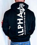 Alpha Industries Sweatshirt Kapu Back Print schwarz weiß Logo Basic 178318