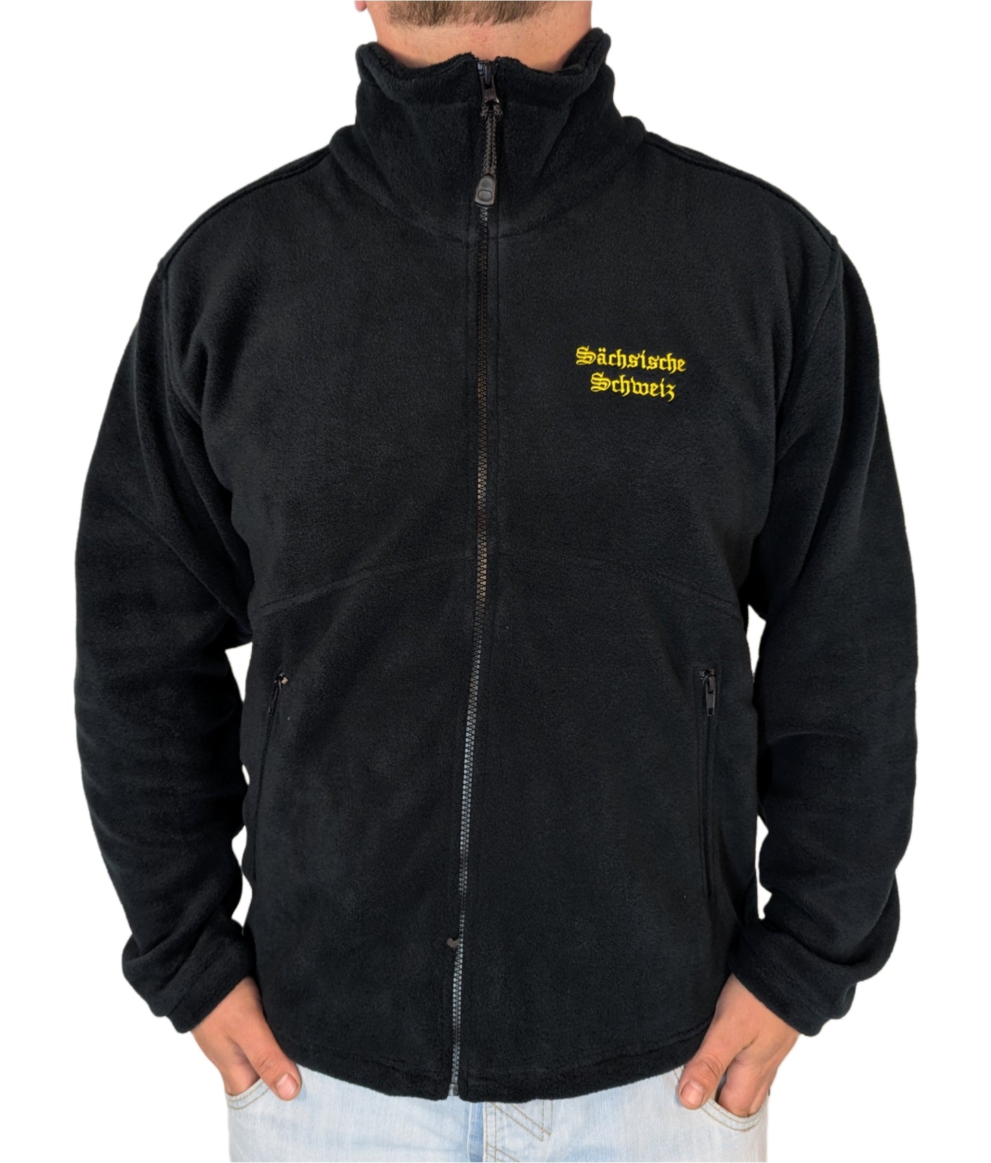 Sächsische Schweiz Jacke Fleece Herren schwarz