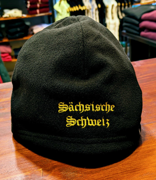 Sächsische Schweiz Mütze Fleece schwarz